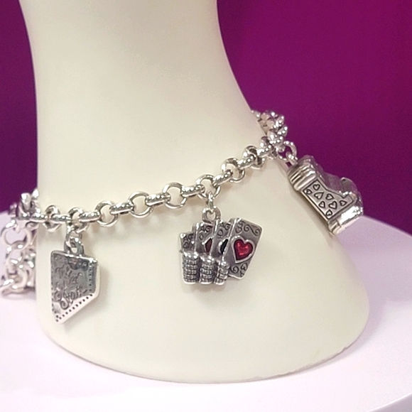 BRIGHTON RETIRED LAS VEGAS NEVADA GAMBLING 6 CHARM BRACELET NWOT - Picture 2 of 12
